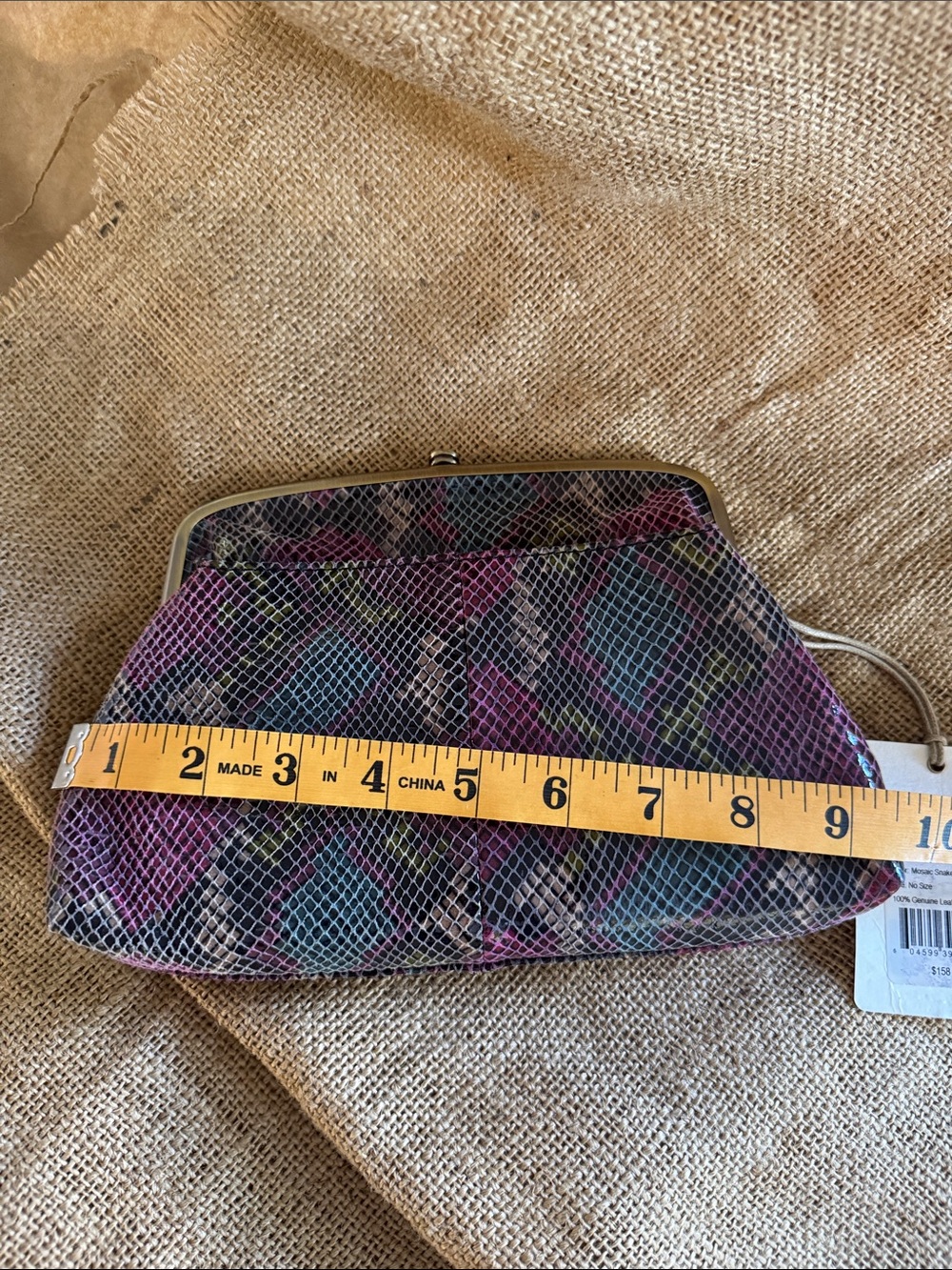 HOBO Pink Multi Snake-Print Frame  Clutch with Gold Tone Frame - Picture 5 of 11